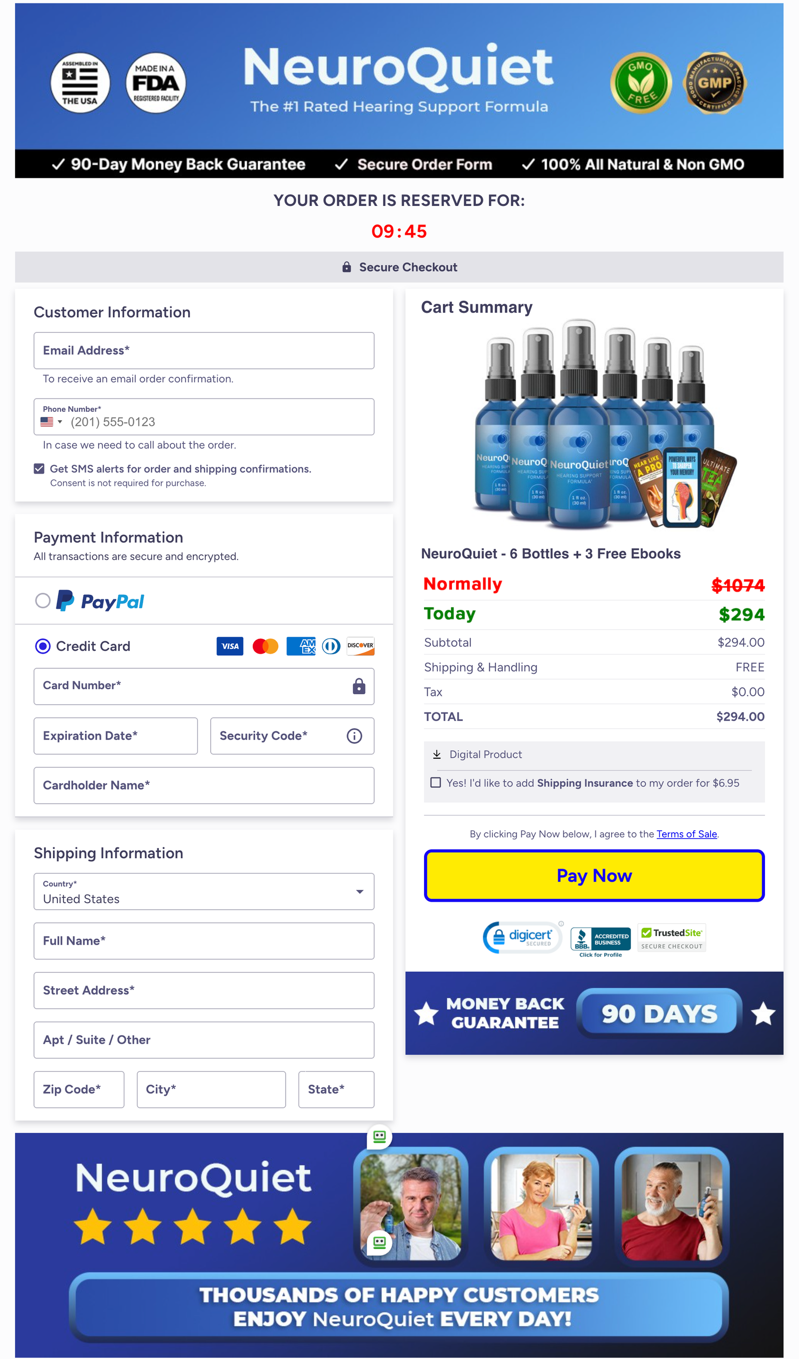 NeuroQuiet Official Website Secure Order Page